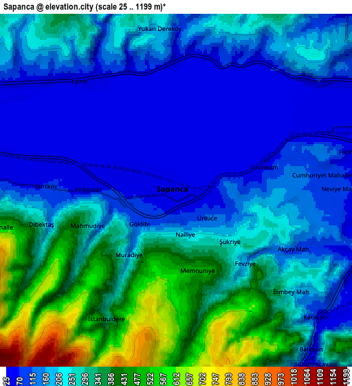 Zoom OUT 2x Sapanca, Turkey elevation map