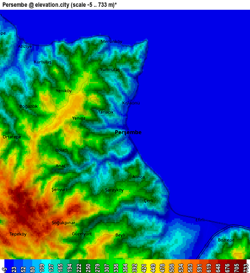 Zoom OUT 2x Perşembe, Turkey elevation map