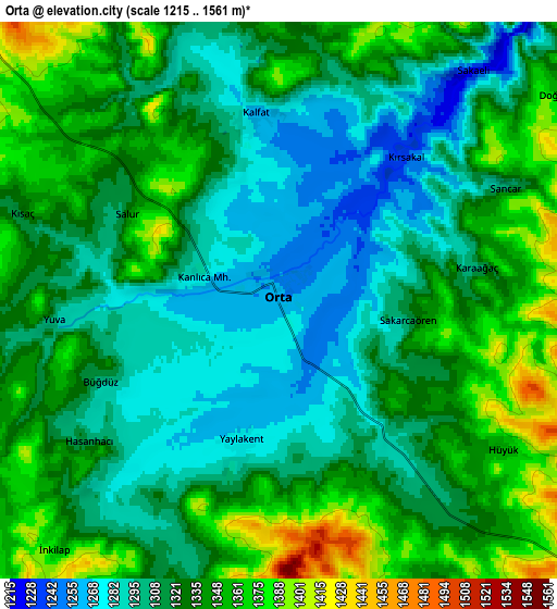 Zoom OUT 2x Orta, Turkey elevation map