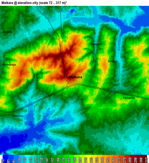 Zoom OUT 2x Malkara, Turkey elevation map