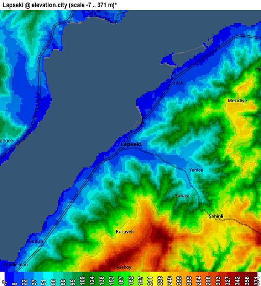 Zoom OUT 2x Lapseki, Turkey elevation map