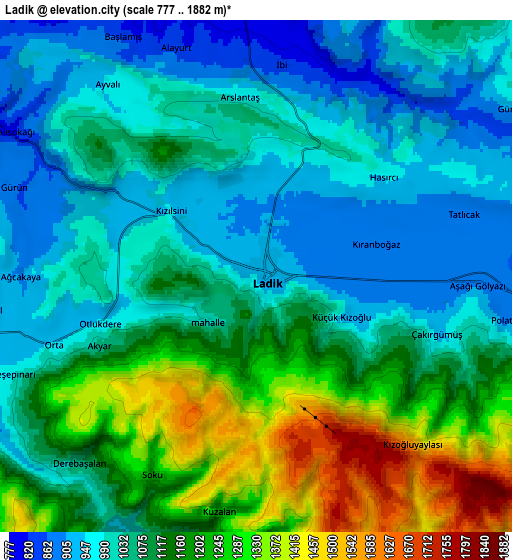 Zoom OUT 2x Ladik, Turkey elevation map