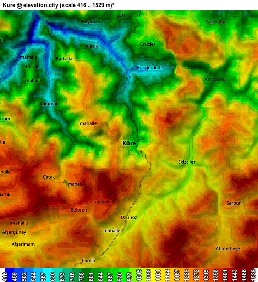 Zoom OUT 2x Küre, Turkey elevation map