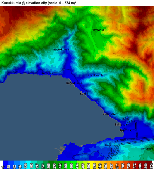 Zoom OUT 2x Küçükkumla, Turkey elevation map