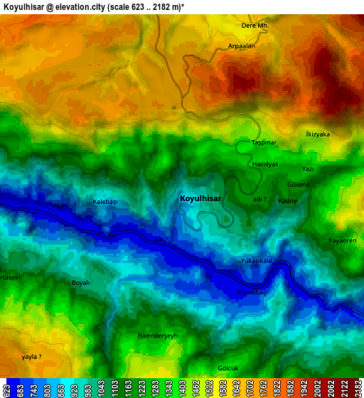 Zoom OUT 2x Koyulhisar, Turkey elevation map