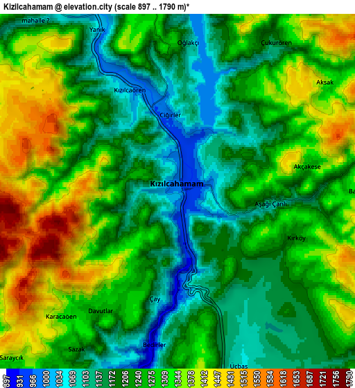 Zoom OUT 2x Kızılcahamam, Turkey elevation map