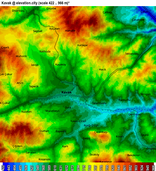 Zoom OUT 2x Kavak, Turkey elevation map