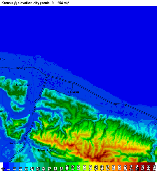 Zoom OUT 2x Karasu, Turkey elevation map