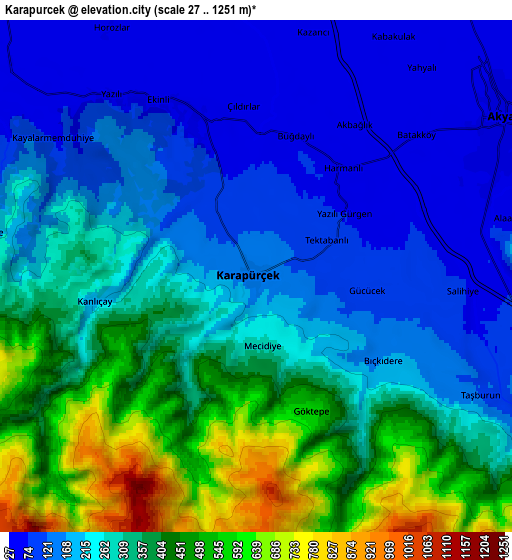 Zoom OUT 2x Karapürçek, Turkey elevation map