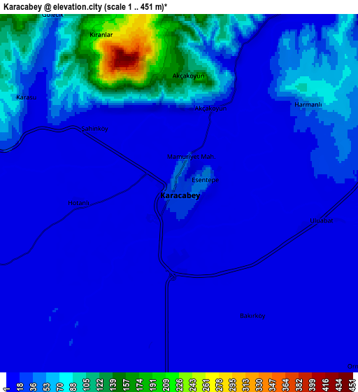 Zoom OUT 2x Karacabey, Turkey elevation map