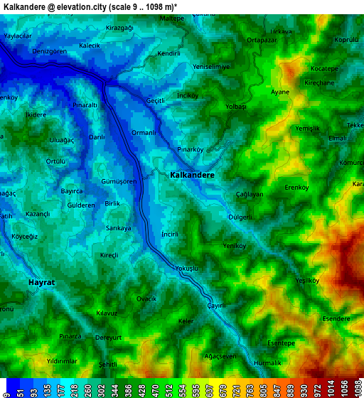 Zoom OUT 2x Kalkandere, Turkey elevation map