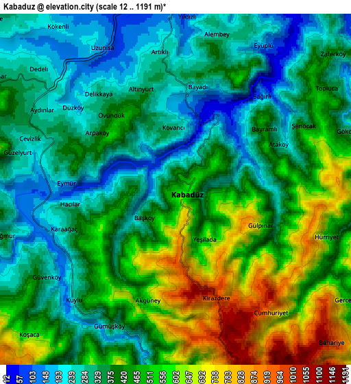 Zoom OUT 2x Kabadüz, Turkey elevation map