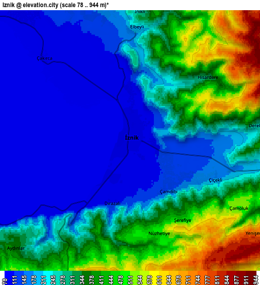 Zoom OUT 2x İznik, Turkey elevation map