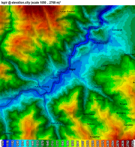 Zoom OUT 2x İspir, Turkey elevation map