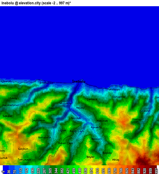 Zoom OUT 2x İnebolu, Turkey elevation map