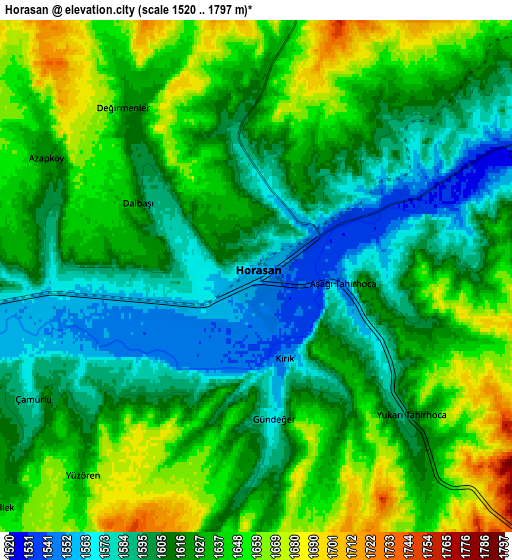 Zoom OUT 2x Horasan, Turkey elevation map