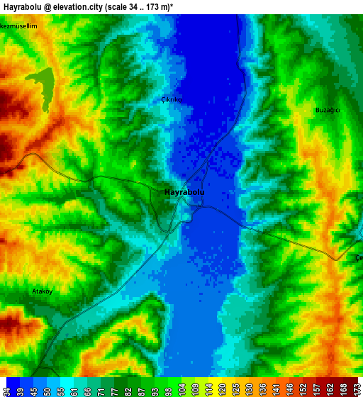 Zoom OUT 2x Hayrabolu, Turkey elevation map