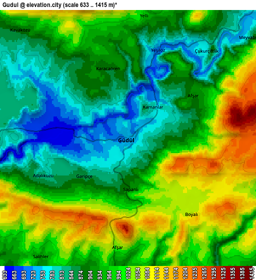 Zoom OUT 2x Güdül, Turkey elevation map