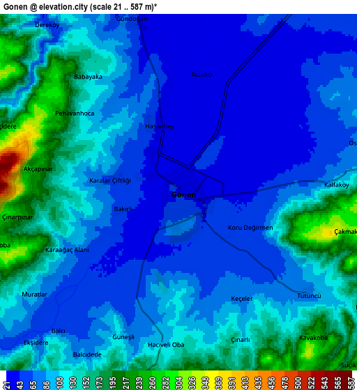 Zoom OUT 2x Gönen, Turkey elevation map