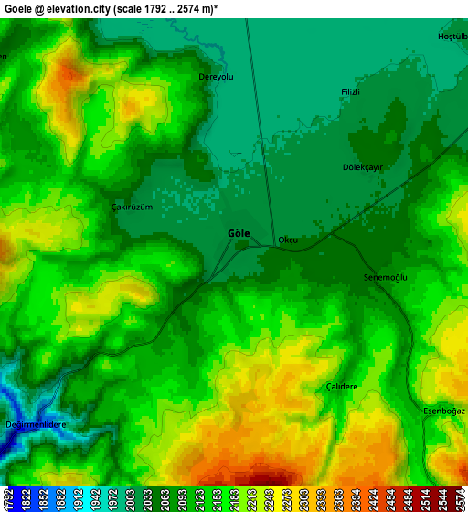 Zoom OUT 2x Göle, Turkey elevation map