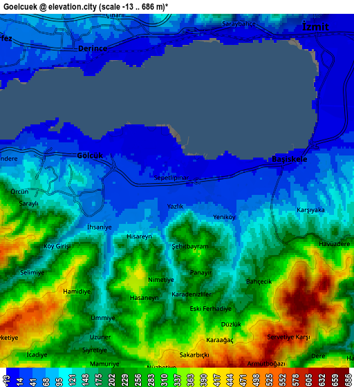 Zoom OUT 2x Gölcük, Turkey elevation map