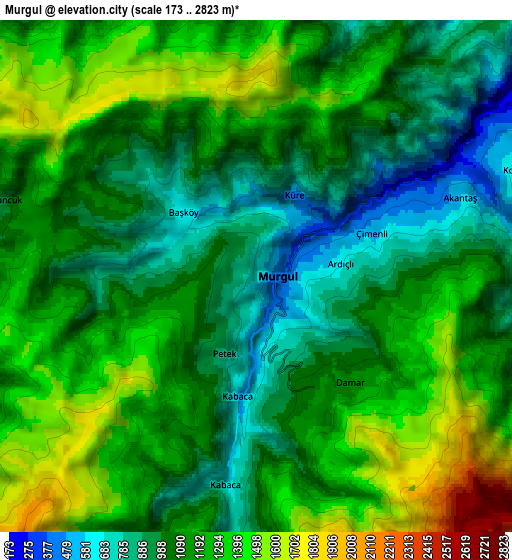 Zoom OUT 2x Murgul, Turkey elevation map