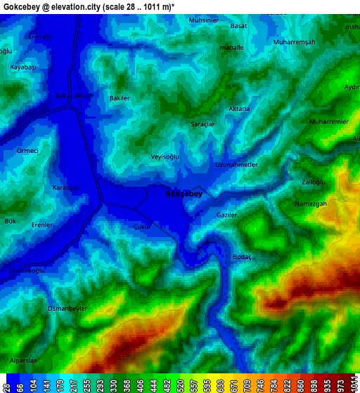 Zoom OUT 2x Gökçebey, Turkey elevation map