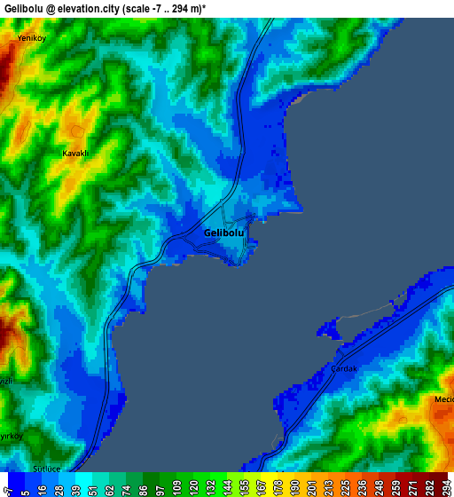 Zoom OUT 2x Gelibolu, Turkey elevation map