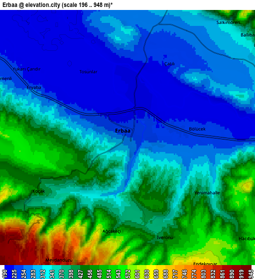 Zoom OUT 2x Erbaa, Turkey elevation map