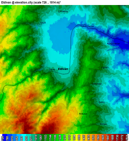 Zoom OUT 2x Eldivan, Turkey elevation map