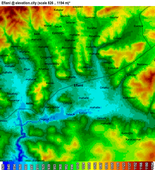 Zoom OUT 2x Eflani, Turkey elevation map