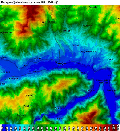 Zoom OUT 2x Durağan, Turkey elevation map