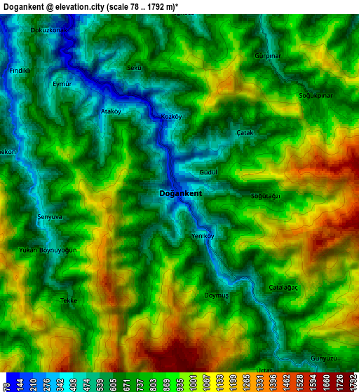 Zoom OUT 2x Doğankent, Turkey elevation map