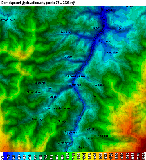 Zoom OUT 2x Dernekpazarı, Turkey elevation map