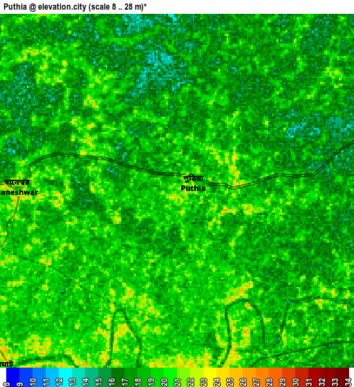Zoom OUT 2x Puthia, Bangladesh elevation map