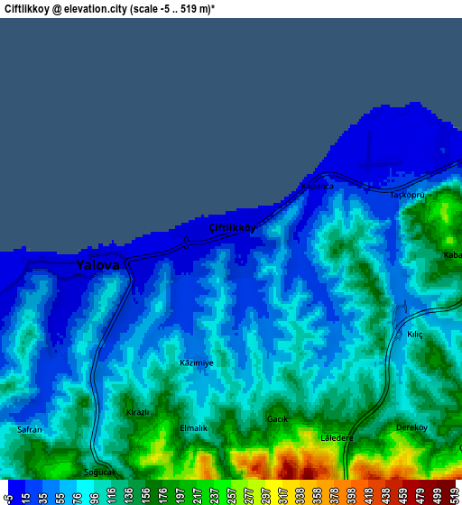 Zoom OUT 2x Çiftlikköy, Turkey elevation map