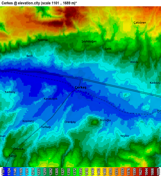 Zoom OUT 2x Çerkeş, Turkey elevation map