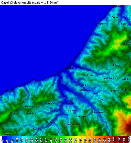 Zoom OUT 2x Çayeli, Turkey elevation map