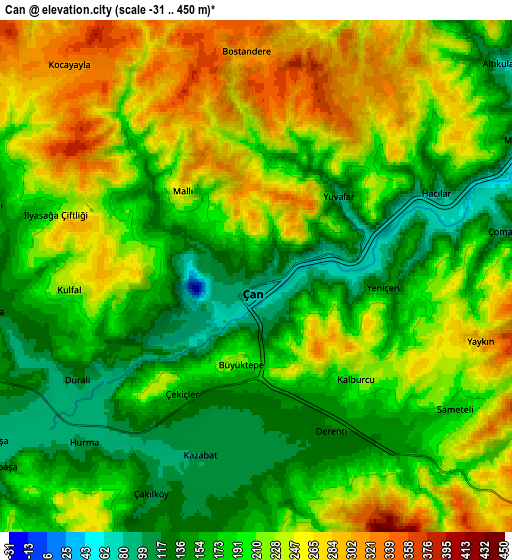 Zoom OUT 2x Çan, Turkey elevation map