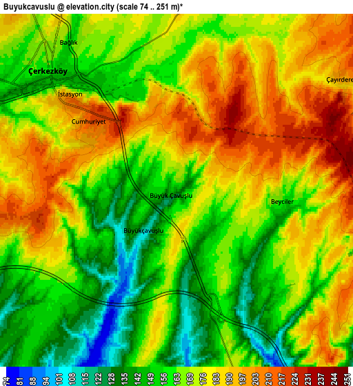 Zoom OUT 2x Büyükçavuşlu, Turkey elevation map