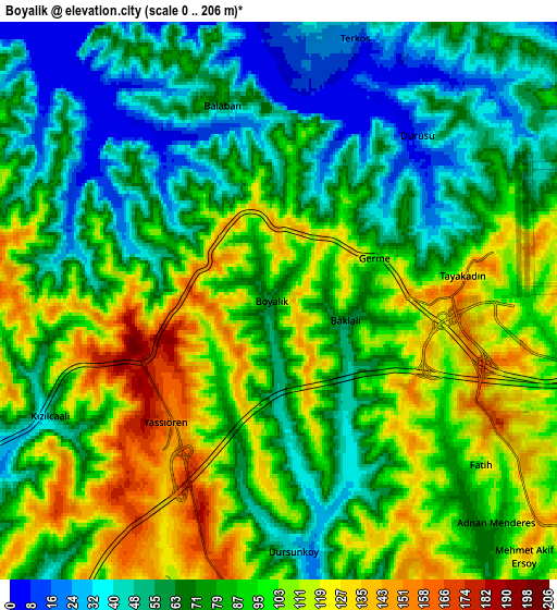 Zoom OUT 2x Boyalık, Turkey elevation map