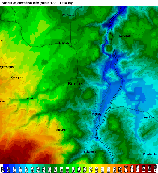 Zoom OUT 2x Bilecik, Turkey elevation map