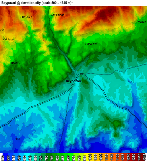 Zoom OUT 2x Beypazarı, Turkey elevation map