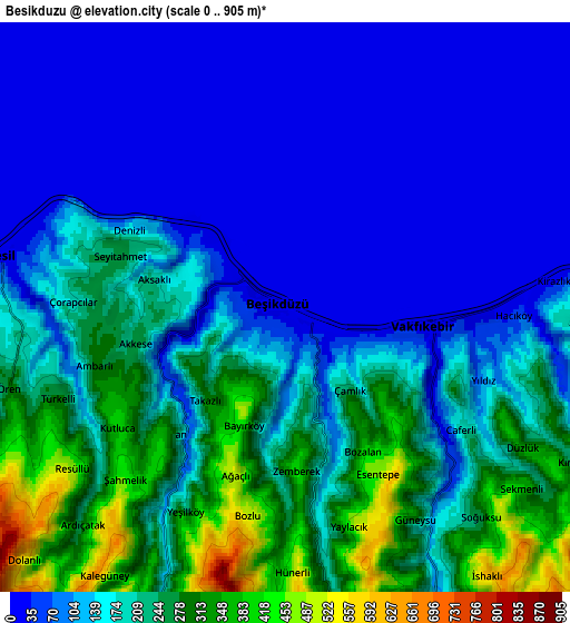 Zoom OUT 2x Beşikdüzü, Turkey elevation map