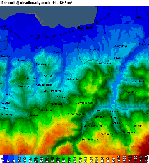 Zoom OUT 2x Bahçecik, Turkey elevation map