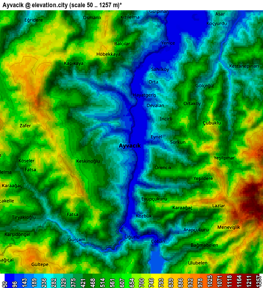 Zoom OUT 2x Ayvacık, Turkey elevation map