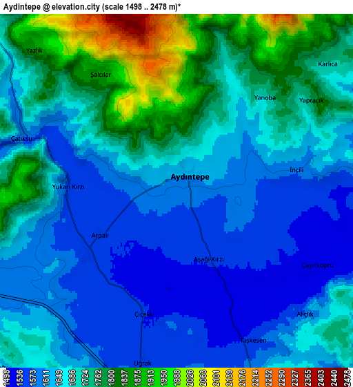 Zoom OUT 2x Aydıntepe, Turkey elevation map