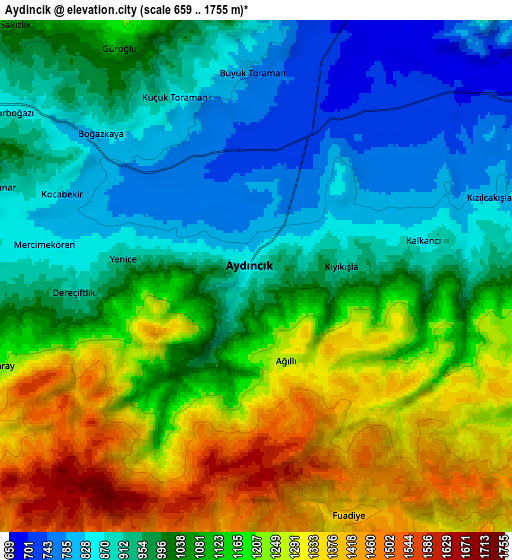 Zoom OUT 2x Aydıncık, Turkey elevation map