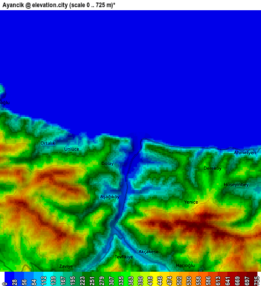 Zoom OUT 2x Ayancık, Turkey elevation map