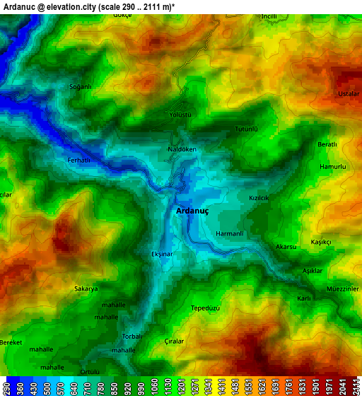 Zoom OUT 2x Ardanuç, Turkey elevation map